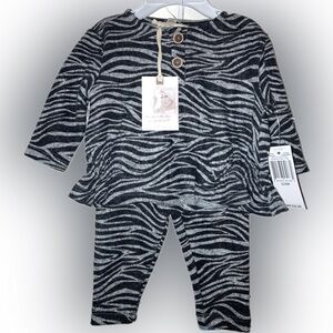 Jessica Simpson Baby Girl 2-Piece Zebra Print Outfit 3-6 Months Infant NWT